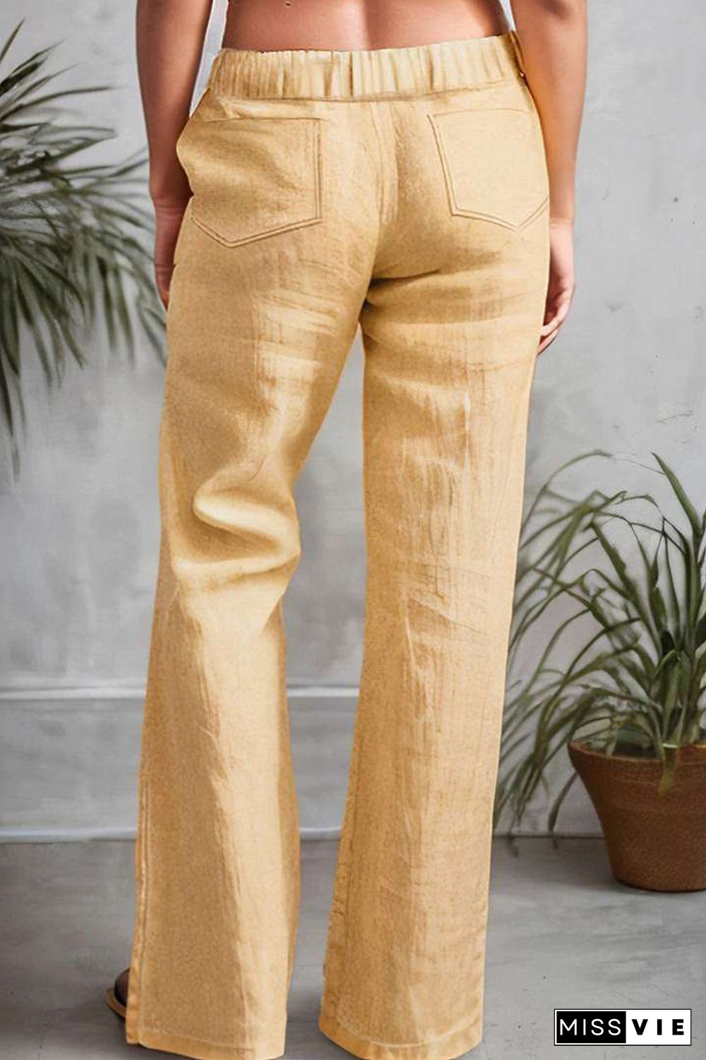 Drawstring Low Waist Straight Leg Pants