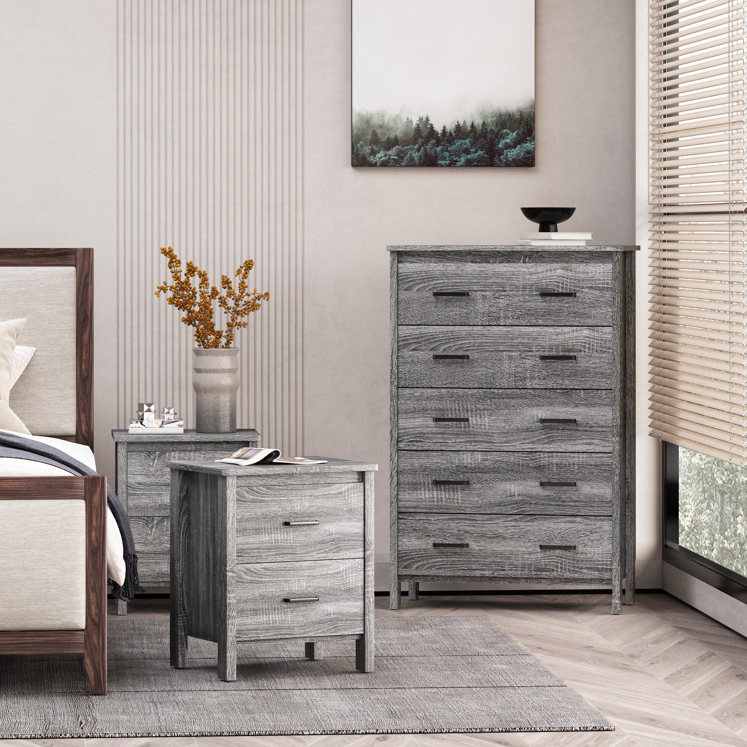 Titeca Contemporary 3 Piece Dresser and Nightstand Set