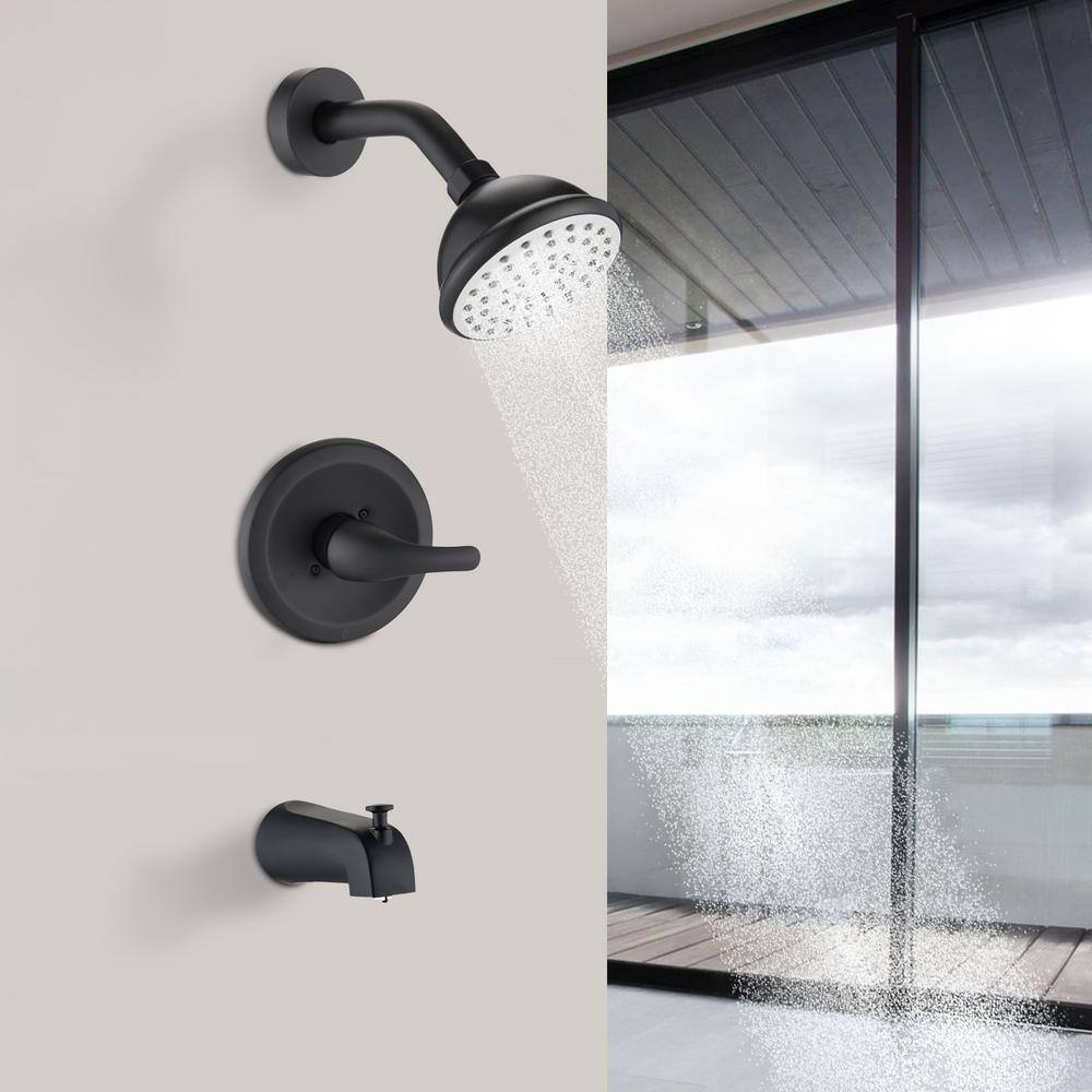 YASINU Single-Handle 1-Spray Tub and Shower Faucet in Matte Black YNA3793-MB