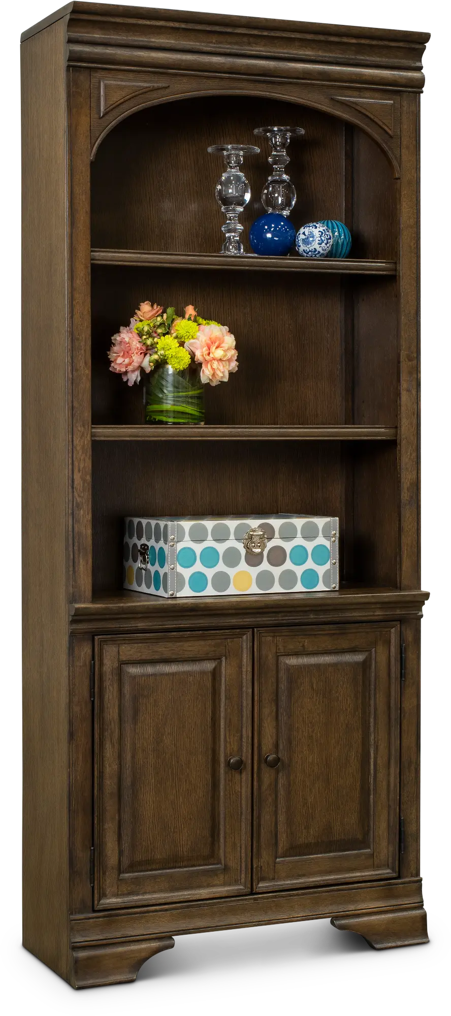 Arcadia Chestnut Brown Bookshelf with Doors