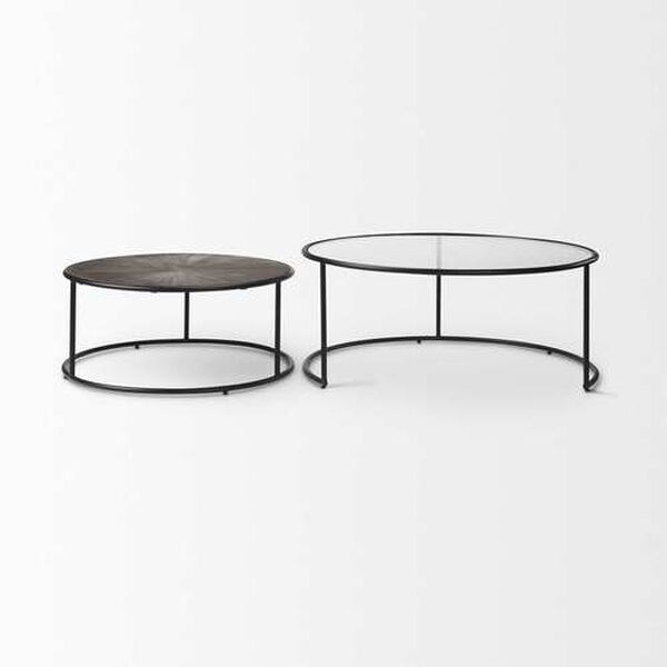 Arlo Dark Brown and Black Metal Coffee Tables， Set of 2