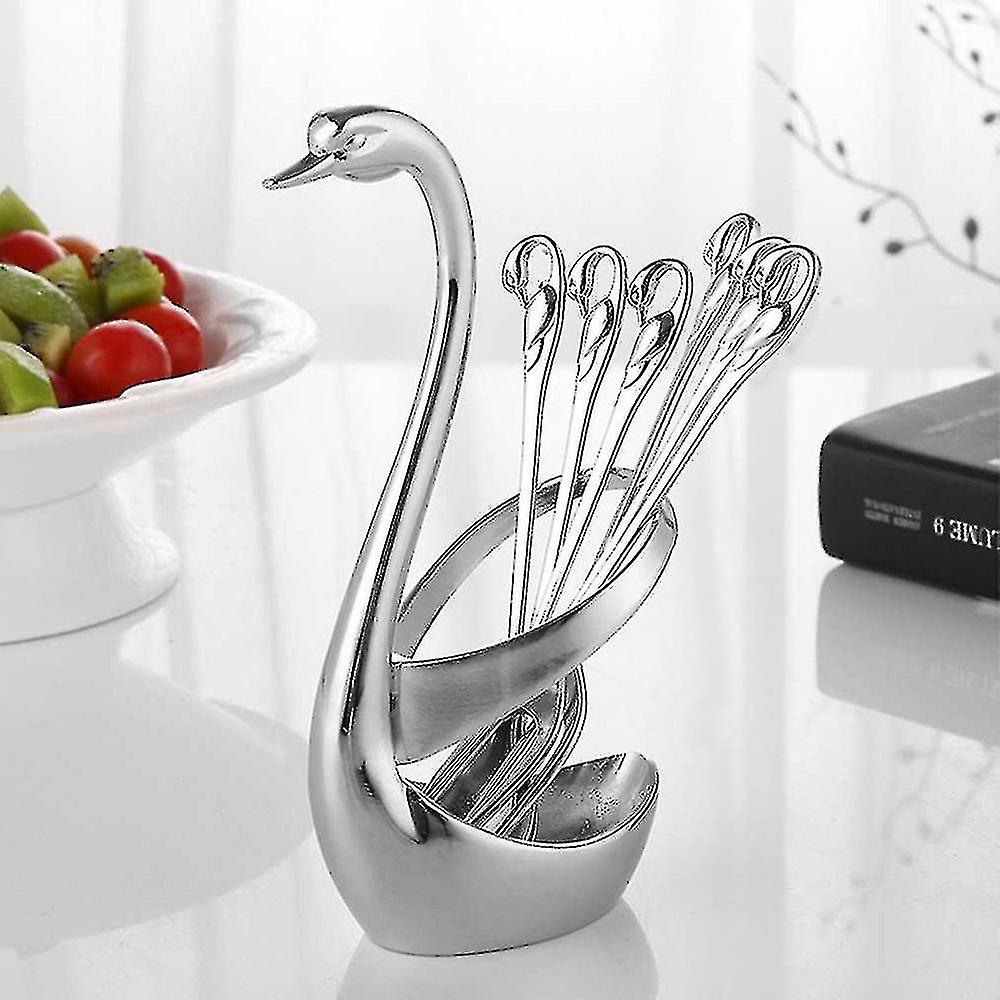 1pc Zinc Alloy Swan Holder Fork Spoontableware Set Stand Holder Dinnerware Sets Holder Wedding Party Decor