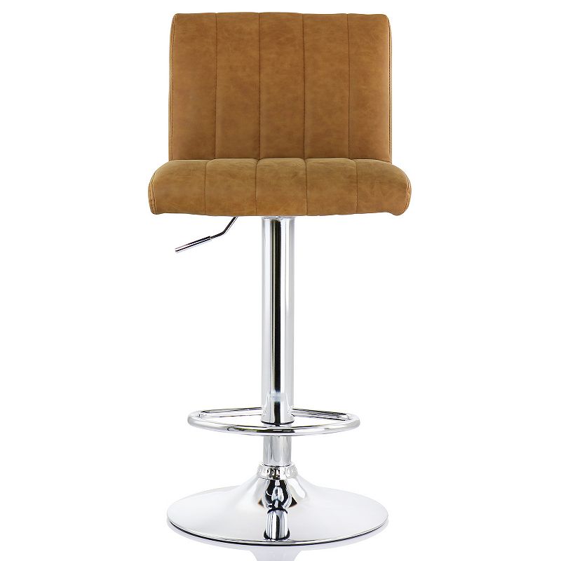 Elama 2 Piece Vintage Faux Leather Adjustable Bar Stool in Camel