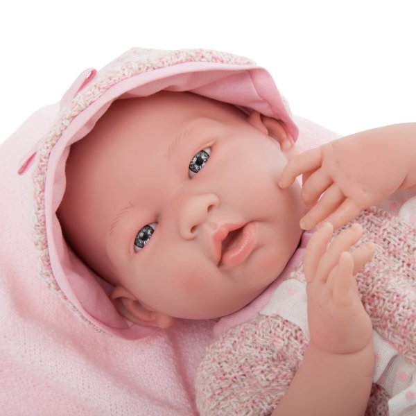 Jc Toys La Newborn 15 inch All-Vinyl La Newborn Doll In Pink Multi-Piece Outfit With Blanket. Real Girl!