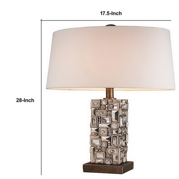 Benjara BM240307 Table Lamp with Abstract Mirror B...