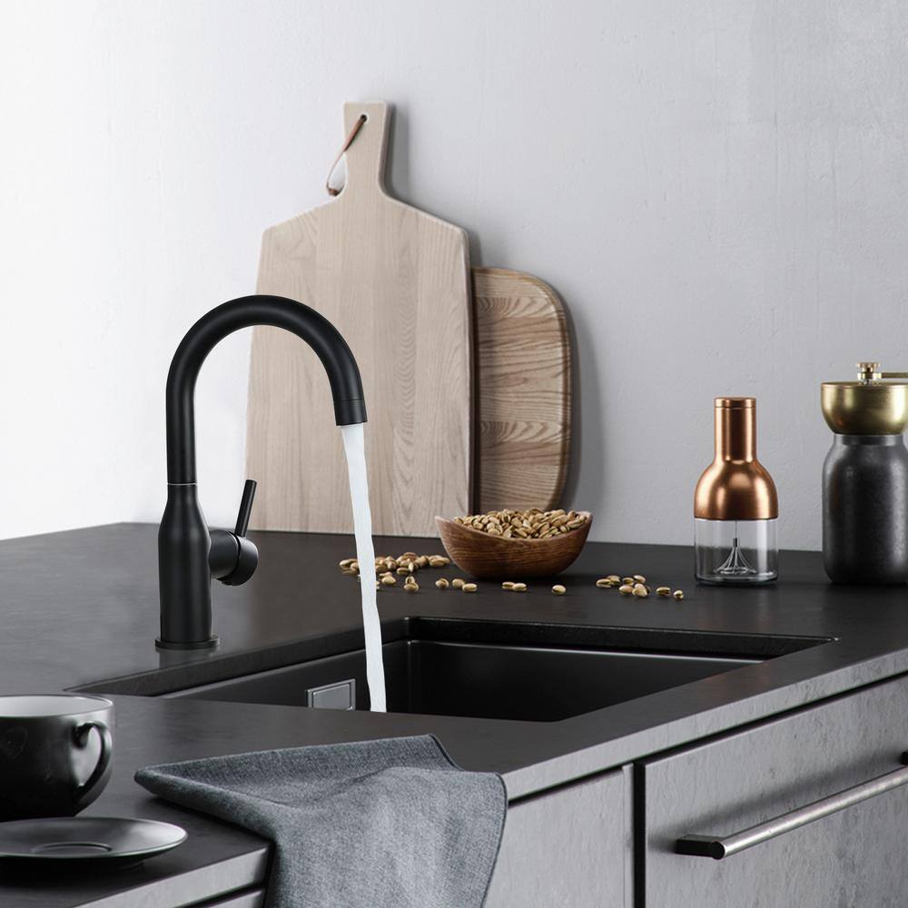 WOWOW Single Handle Stainless Steel Bar Faucet with cUPC Water Supply Lines in Matte Black 2320201B-AMUS