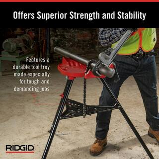 RIDGID 18 in. to 6 in. Pipe Capacity Portable TriStand Chain Vise with Integral Folding Legs  Tool Tray Model 460-A 36273