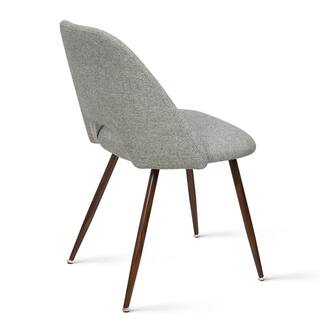 Elevens Upholstered Modern Cutout Back Dining Chair with Walnut Leg (Set of 4) EDWIN-CHAIR-WALNUTGREY