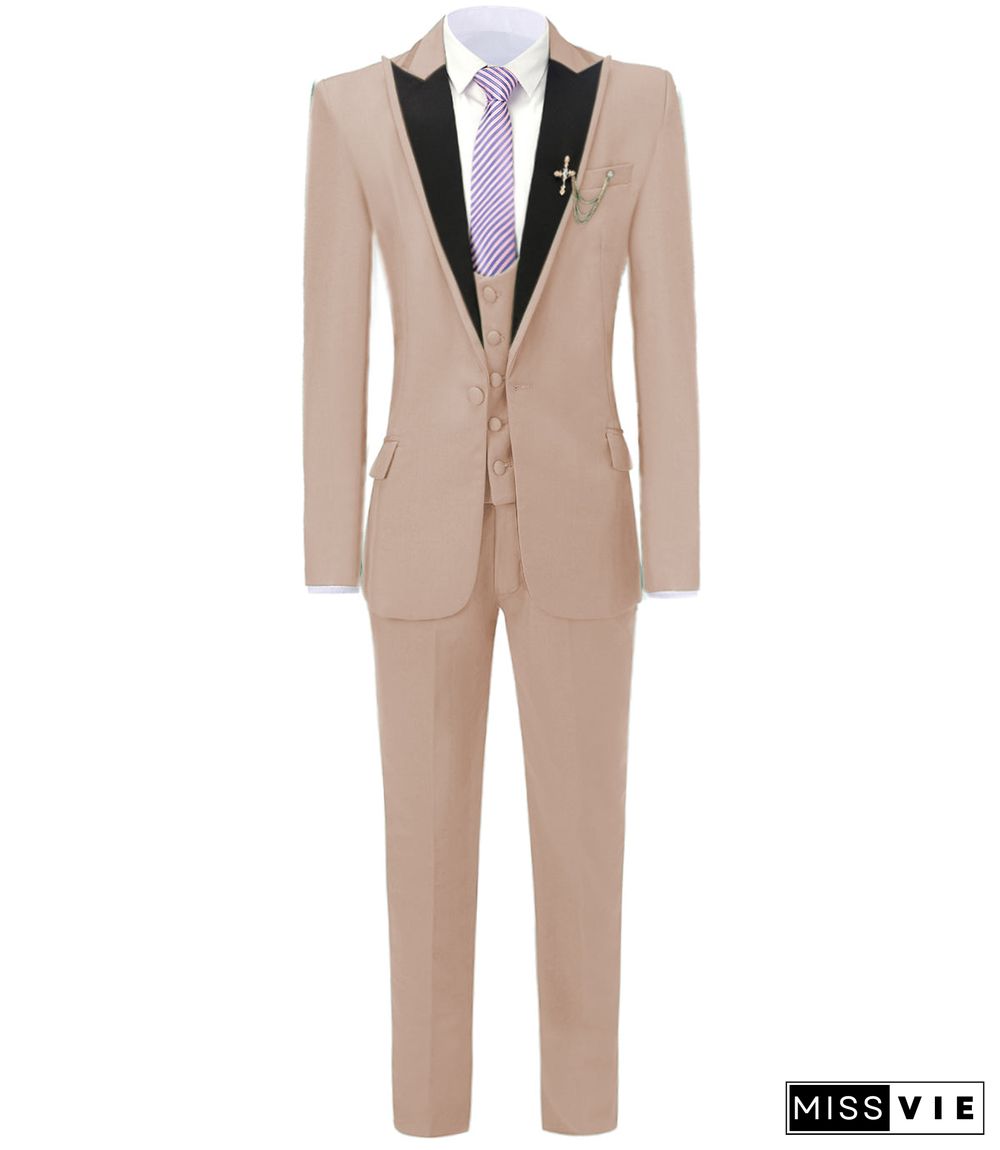 Formal Men's 3 Pieces Mens Suit Peak Lapel Tuxedos (Blazer+vest+Pants)