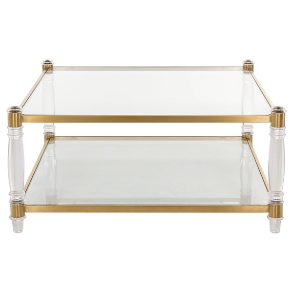 Safavieh Couture High Line Collection Isabelle Bronze Brass Acrylic Coffee Table