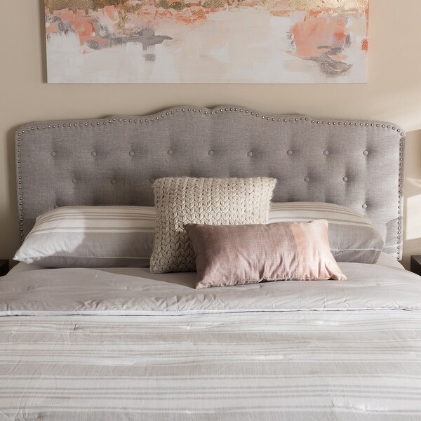 Lucy Modern and Contemporary Greyish Beige Fabric Full Size Headboard - Greyish Beige - - 35374058