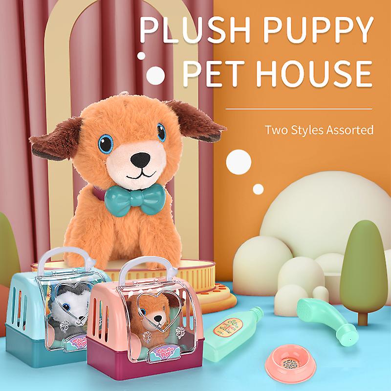 Plush Simulation Dog Pet Set Box Toy Over 3 Years Old