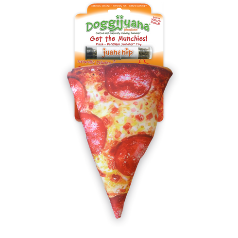 Doggijuana Get The Munchies! Pizza Dog Toy with Refillable Juananip