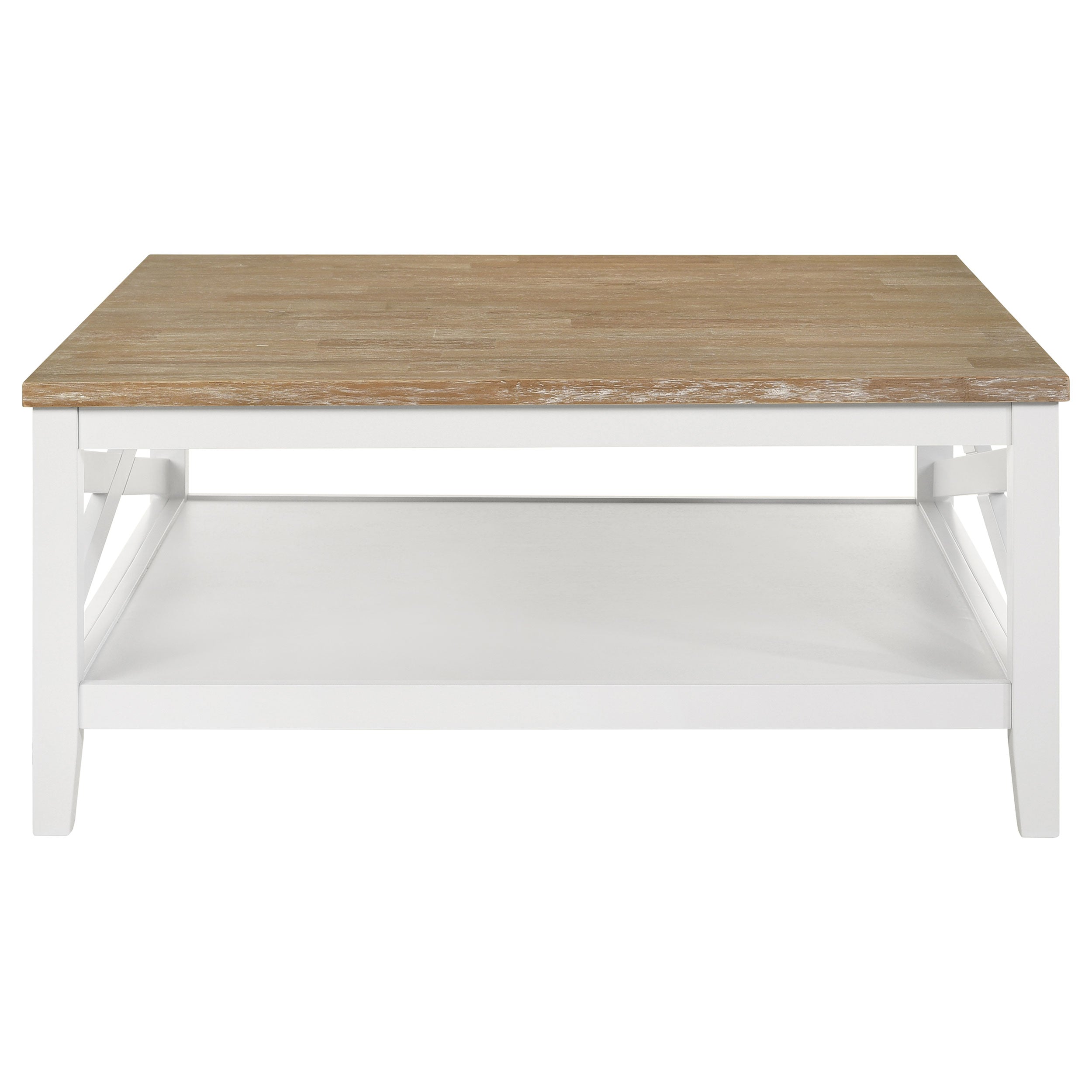 Maisy Square Wooden Coffee Table With Shelf Brown And White-708098