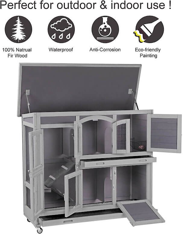 Aivituvin 42.1-in Two Story Indoor and Outdoor Rabbit Hutch