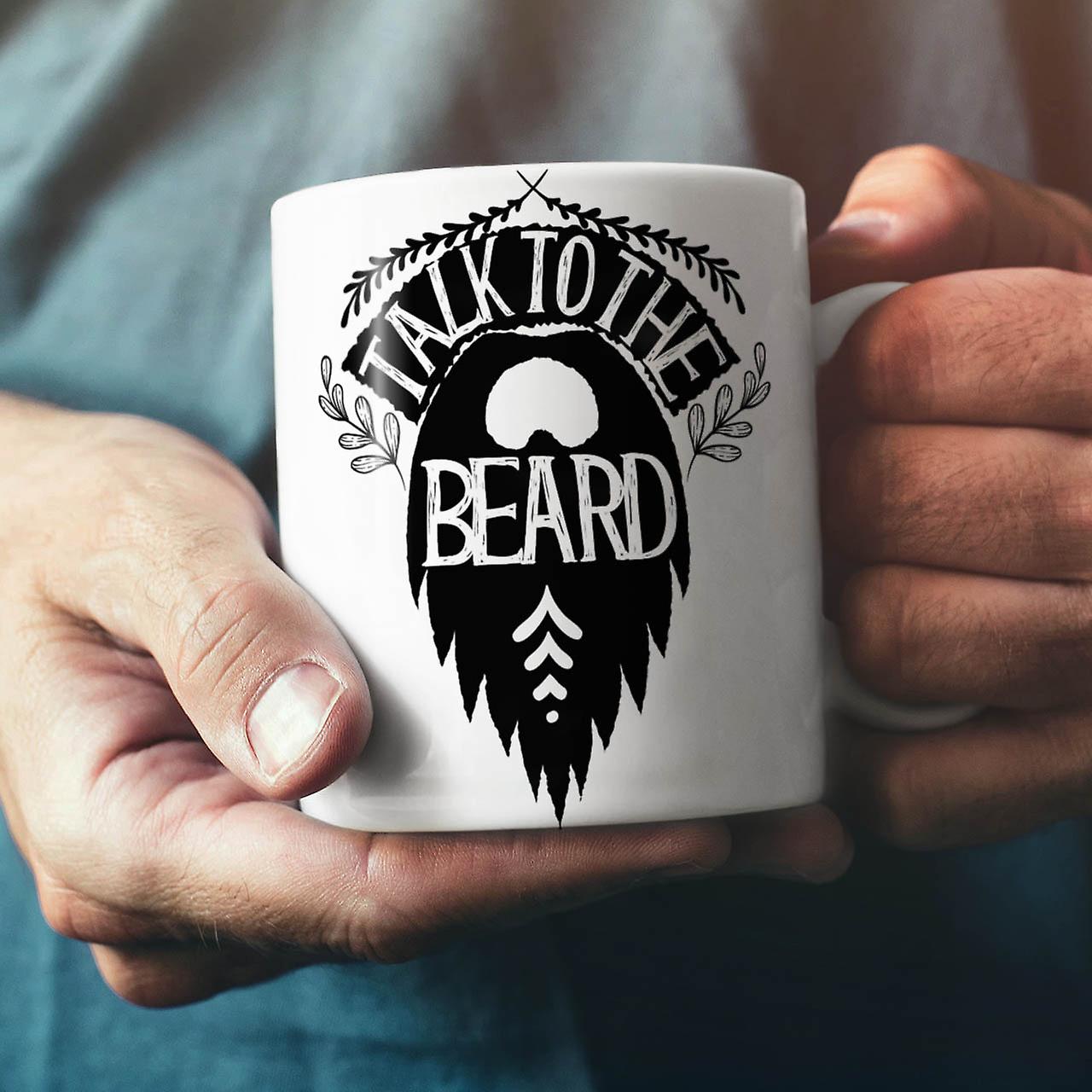 Talk The Beard Vintage NEW White Tea Coffee Ceramic Mug 11 oz | Wellcoda