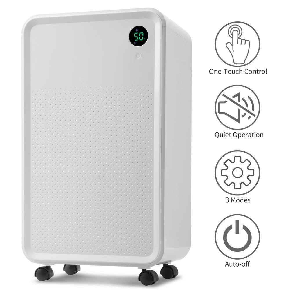 30 pt. 3000 sq.ft. Auto or Manual Drain Dehumidifier in. White with 2L Water Tank jinxDHMDFR1