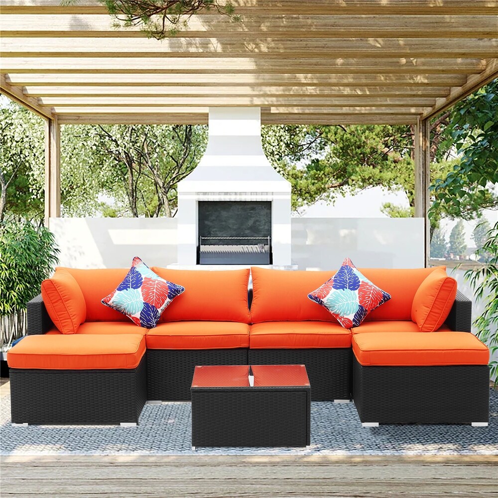 GDY Outdoor Rattan Wicker Sectional Sofa Set