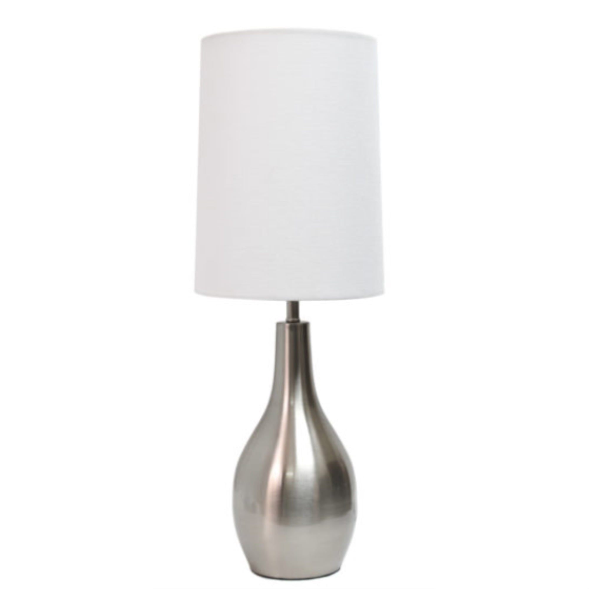 Simple Designs 1 Light Tear Drop Table Lamp, Brushed Nickel