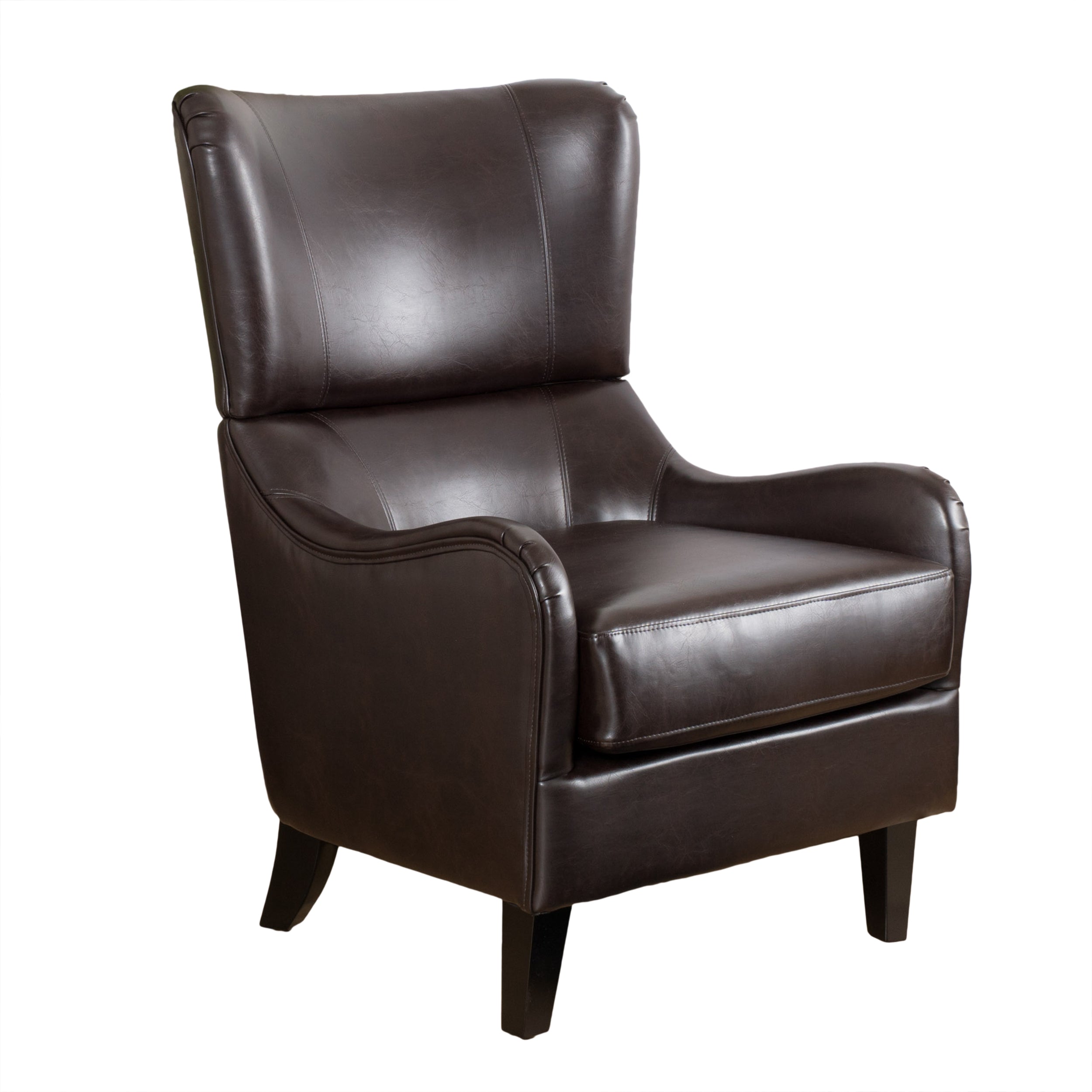 Alden Leather High Back Wingback Armchair