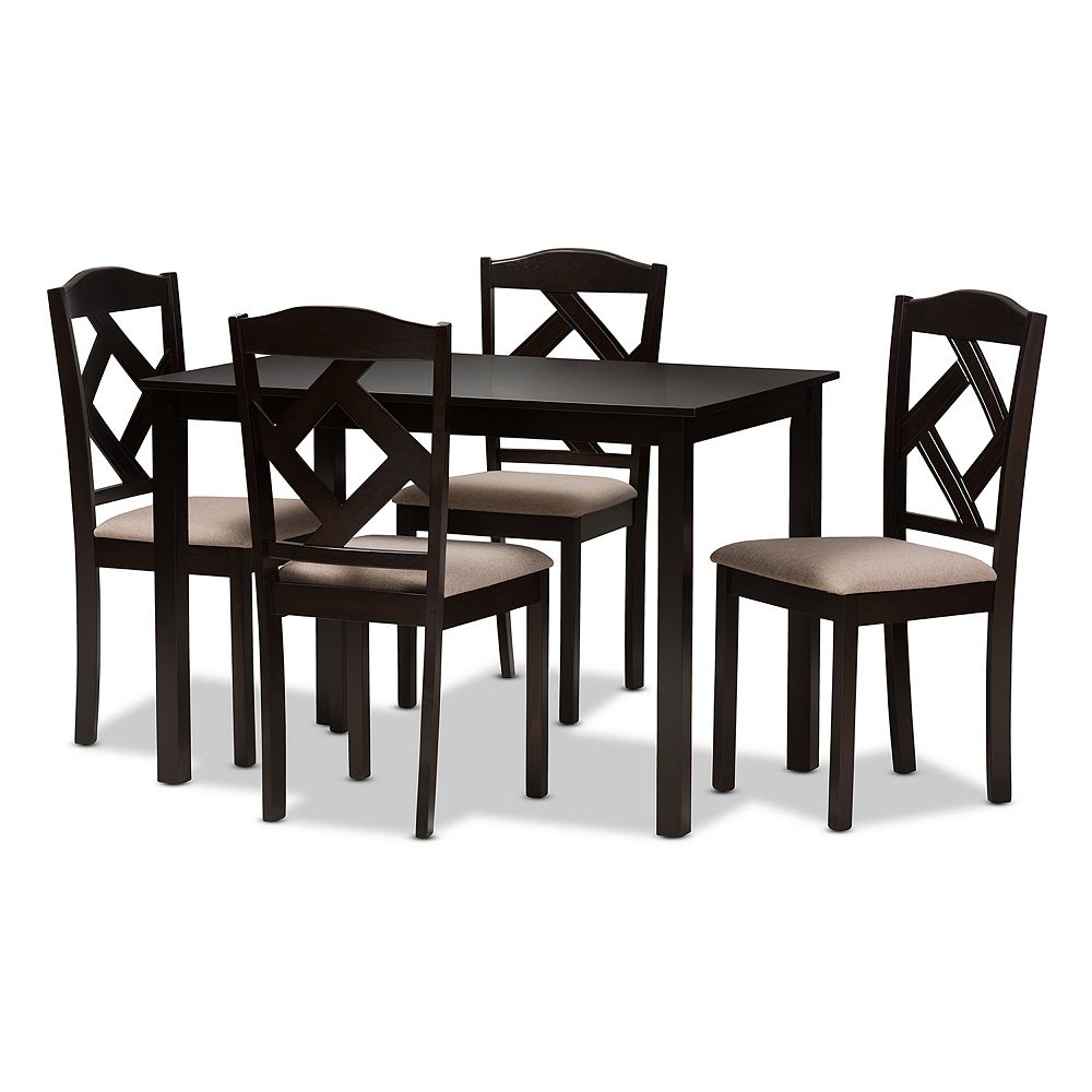 Baxton Studio Modern Beige Upholstered Chair and Table Dining 5-piece Set