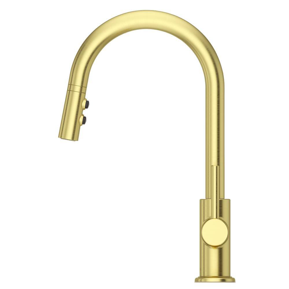 SINKOLOGY Amplify Undermount Fireclay 18.1 in. Single Bowl Bar Prep Sink with Pfister Stellen Faucet in Satin Gold SP400-18-ABG