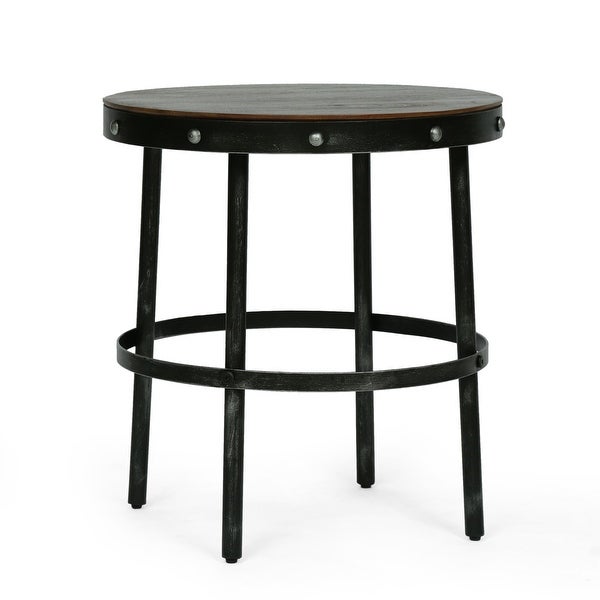 Rivet Modern Industrial Handcrafted Round Mango Wood Side Table by Christopher Knight Home - 20.00