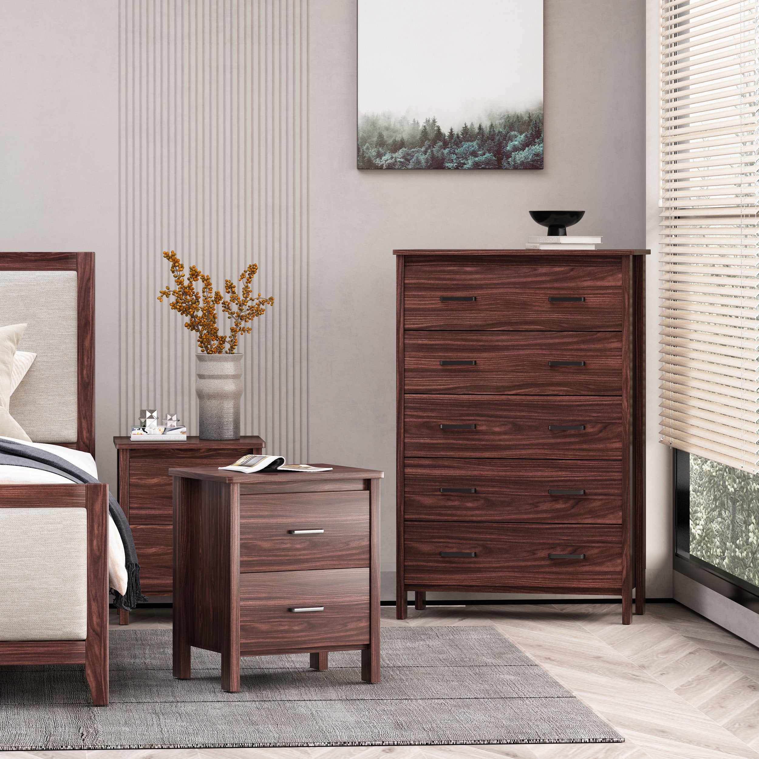 Titeca Contemporary 3 Piece Dresser and Nightstand Set