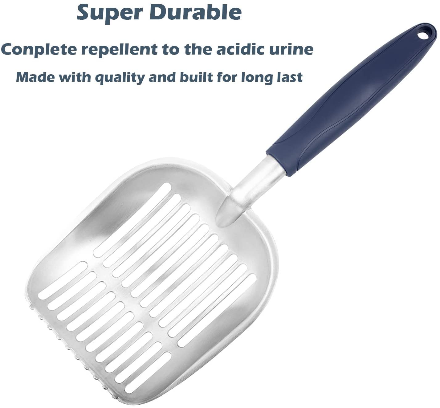 Cat Litter Scoop， Metal， Rubber Handle， Blue