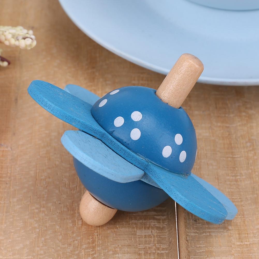 Kid Toys Flower Rotating Wooden Spinning Wood Educational Toy/Blue