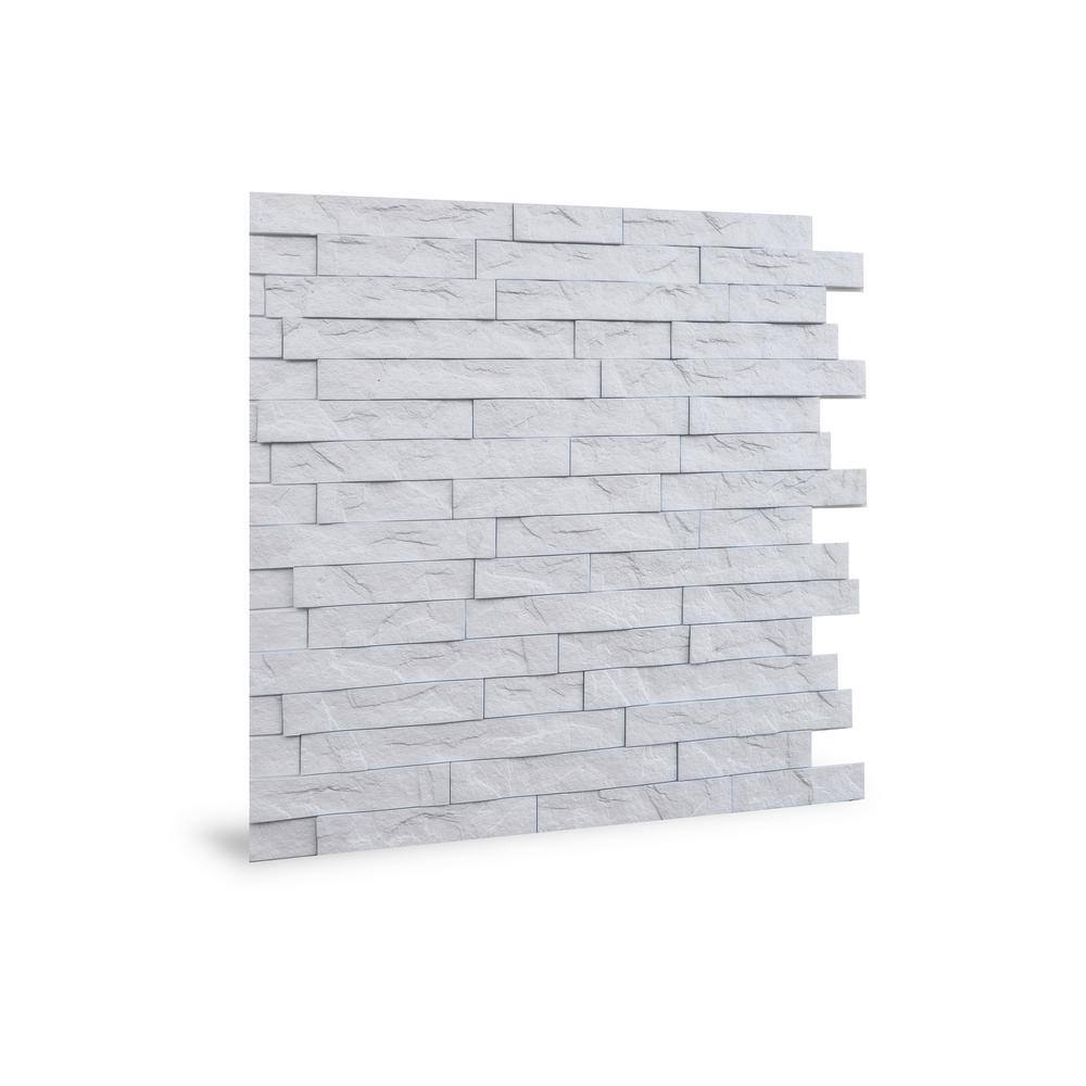 INNOVERA DECOR BY PALRAM 24'' x 24'' Ledge Stone PVC Seamless 3D Wall Panels in White 9-Pieces 704243