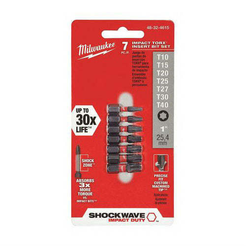 Milwaukee 48-32-4615 Shockwave? 7 Piece Torx 1” Insert Bit Set