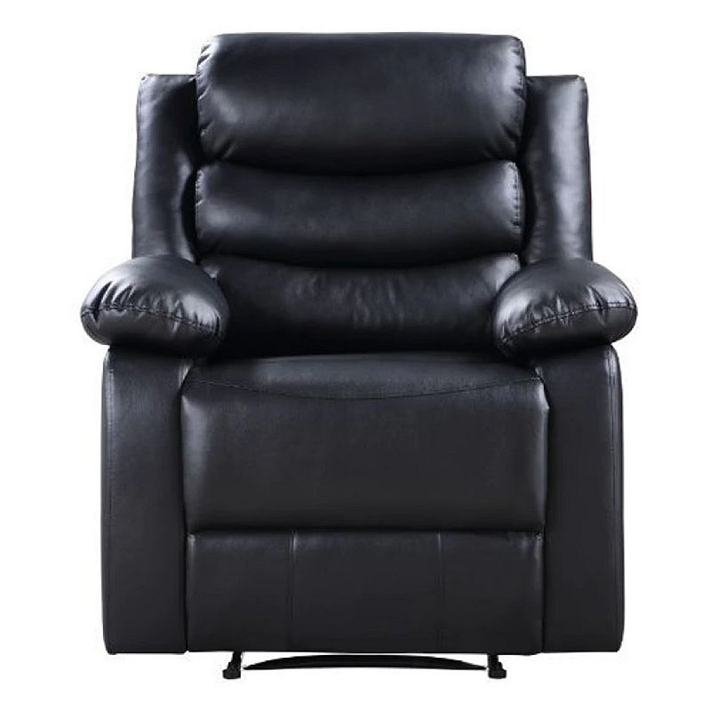 Power Recliner with Pocket Coil Seating and Pillow Top Arms， Black