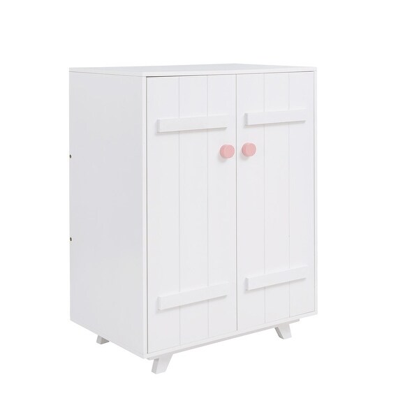 Wooden Wardrobe Cabinet with Hanging Rod， Storage Armoires with Doors for Kids' Room - - 36653319