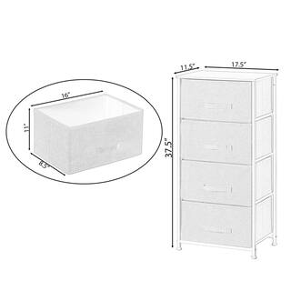 Basicwise Sand Beige Cube Storage Bins and White Frame 4-Storage Night Chest and Storage Chest QI004115.4.BG