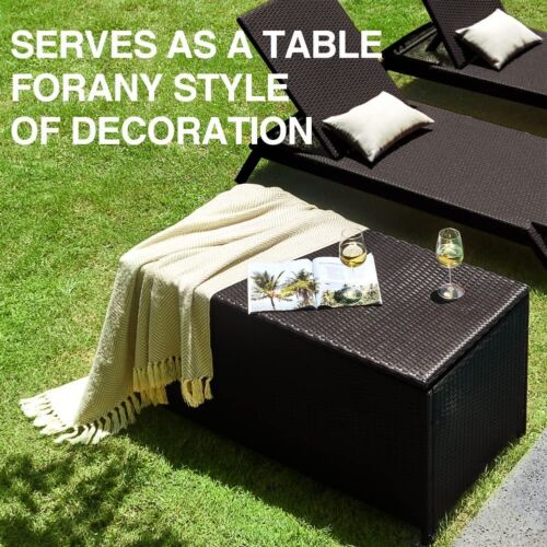 120 Gallons Outdoor Deck Box Patio Storage Bench Wicker Cabinet Container