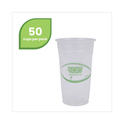 Eco-Products GreenStripe Renewable and Compostable PLA Cold Cups， 24 oz， 50/Pack， 20 Packs/Carton (EPCC24GS)