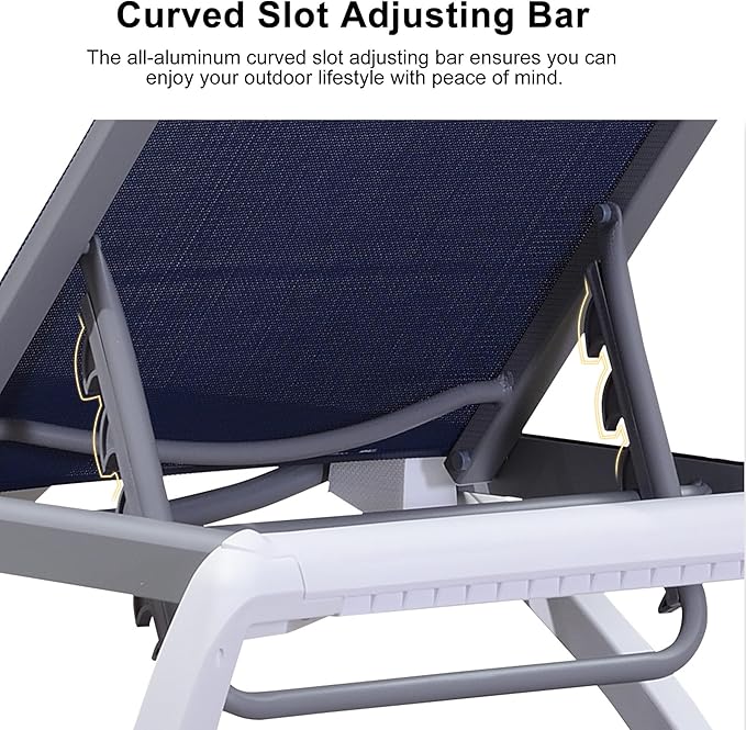 PURPLE LEAF Patio Chaise Lounge Chair Set Outside Aluminum Plastic Stackable Tanning Chairs with Side Table for Pool Sunbathing Beach Deck Outdoor Lounger