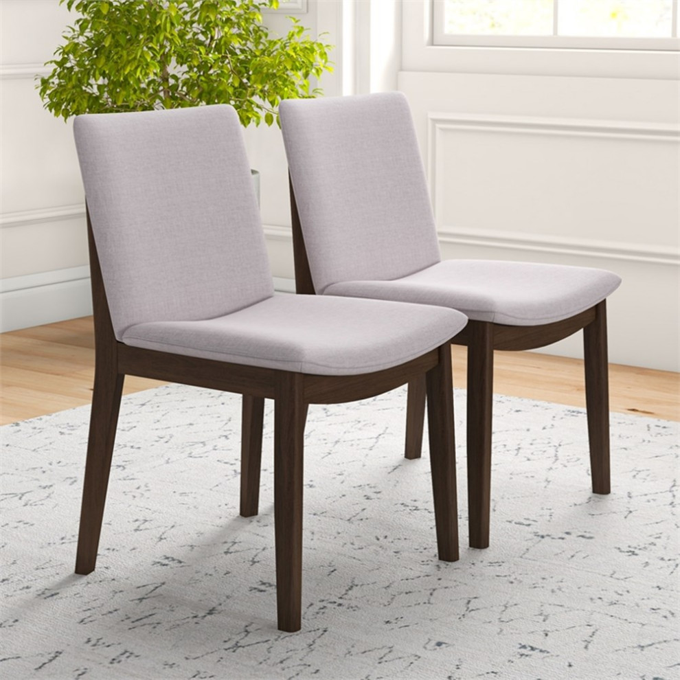 Kingston Mid Century Modern Beige Fabric Dining Chair Set of 2   Transitional   Dining Chairs   by Homesquare  Houzz