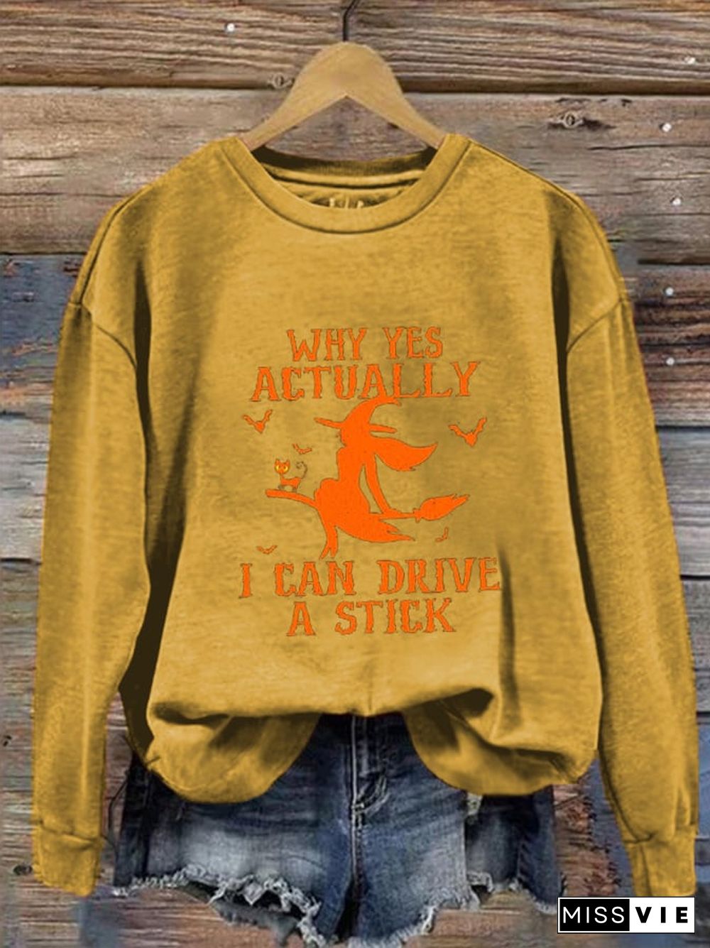 Women's Halloween Why Yes Actually I Can Drive A Stick Prnted Sweatshirt