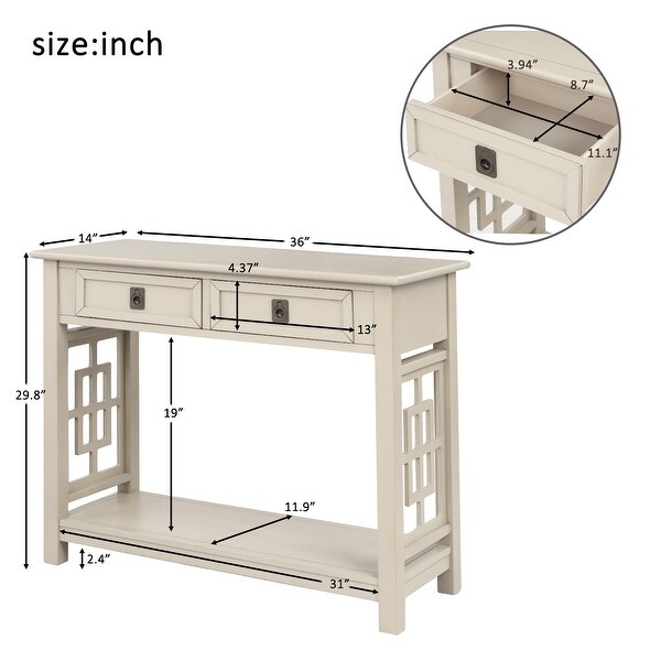 Nestfair Console Table with 2 Drawers and Bottom Shelf