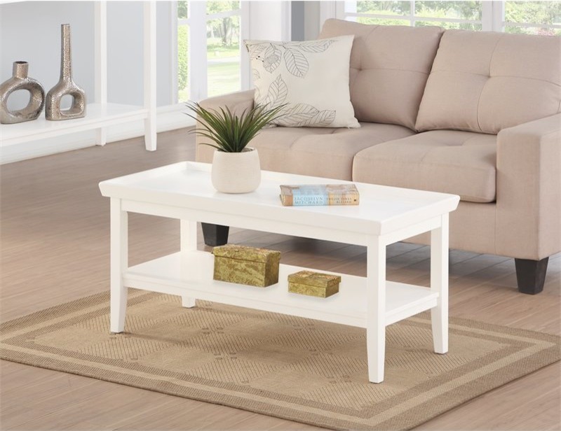 Convenience Concepts Ledgewood Coffee Table in White Wood Finish   Transitional   Coffee Tables   by Homesquare  Houzz