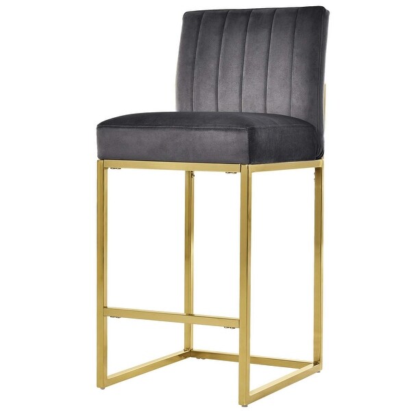 4pcs Modern Velvet Upholstered Bar Stools with Metal Legs