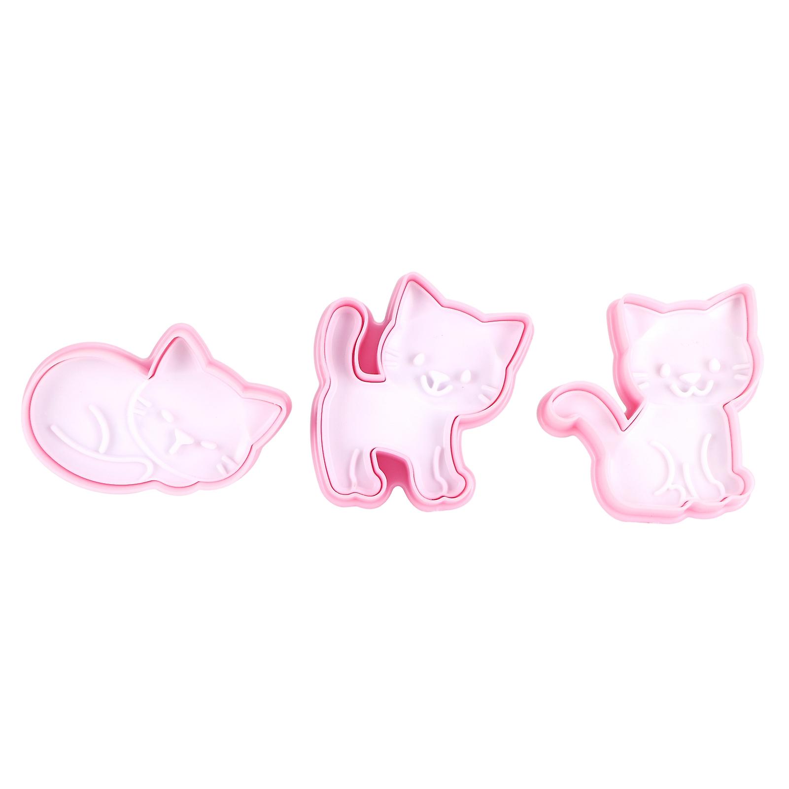 3pcs Cartoon Cat Shaped Cookies Molds DIY Baking Biscuit Mold Set Baking Accessory