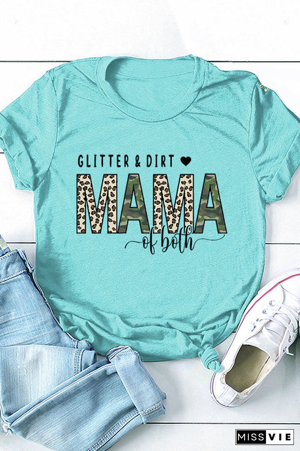 MAMA Print Graphic Tees for Women Wholesale Short Sleeve T shirts Top