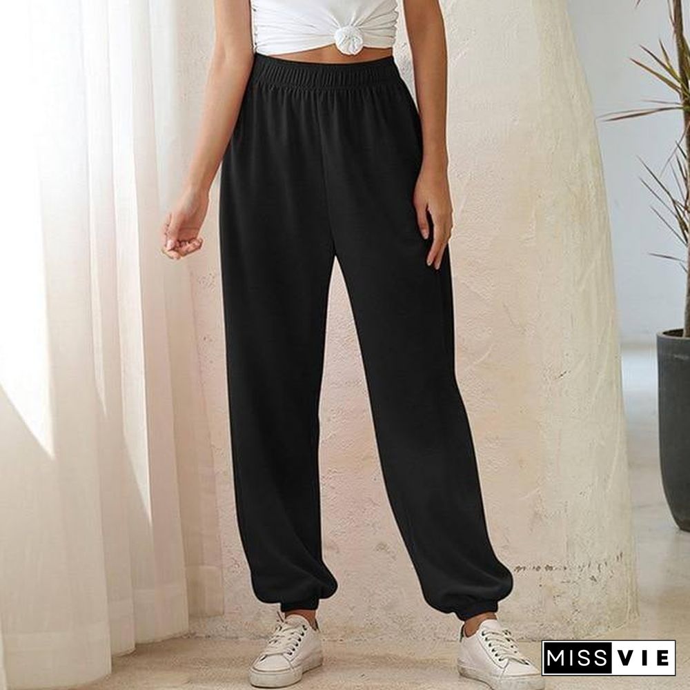 Women Fashion Streetwear Cargo Pants Black Ankle Length Elastic Waist Joggers Female Loose Trousers Casual Plus Size Haren Pants