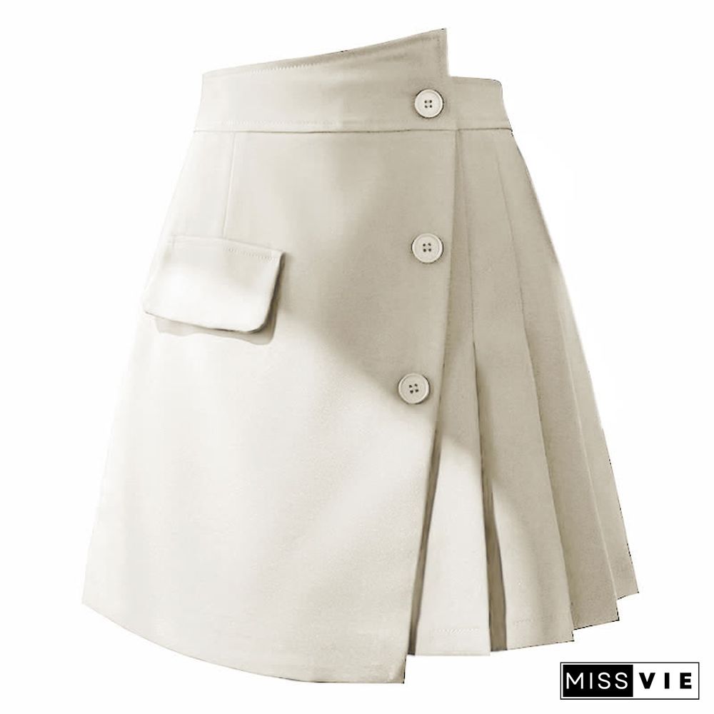 Irregular High Waist Pleated Skirt