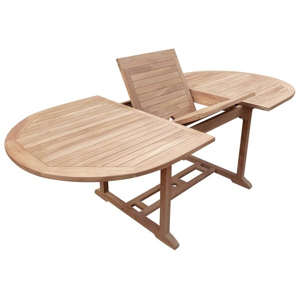 Seven Seas Teak Hawaii Teak Wood Oval Outdoor Patio Extension Table，71 to 94 inch (Table Only)