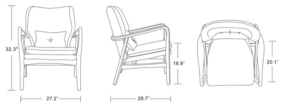 Manhattan Comfort Bradley Linen Weave Accent Chair   Midcentury   Armchairs And Accent Chairs   by Manhattan Comfort  Houzz