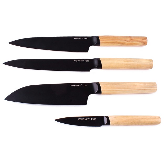 Berghoff Ron 4pc Knife Set With Natural Wood Handle 4 Knives